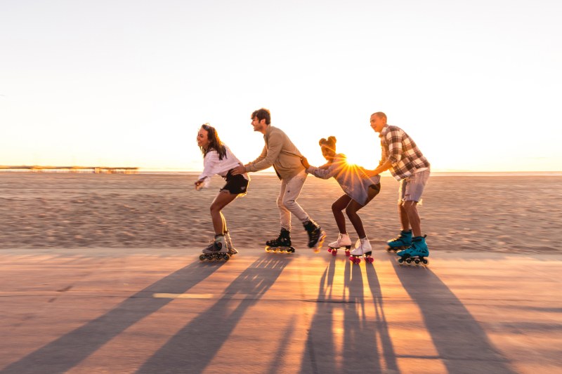 Rollerblading along the Santa Monica beachfront path