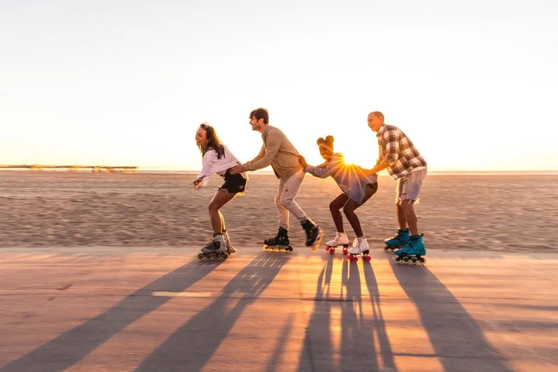 Rollerblading along the Santa Monica beachfront path